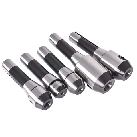 Five Piece R8 End Mill Holder Set With One Quarter Three Eighths One Half Five Eighths And Three Quarters Diameters Premium Alloy Forged