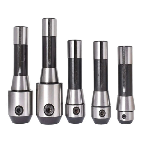 Five Piece R8 End Mill Holder Set With One Quarter Three Eighths One Half Five Eighths And Three Quarters Diameters Premium Alloy Forged Tool Steel Smooth Face Arbor Precision Ground Adapter For Bridgeport Type Milling Machines
