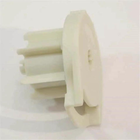 Side view of R8 Roller Shade Clutch for 1" Tube - Natural, showing gear design and mounting features in natural finish.