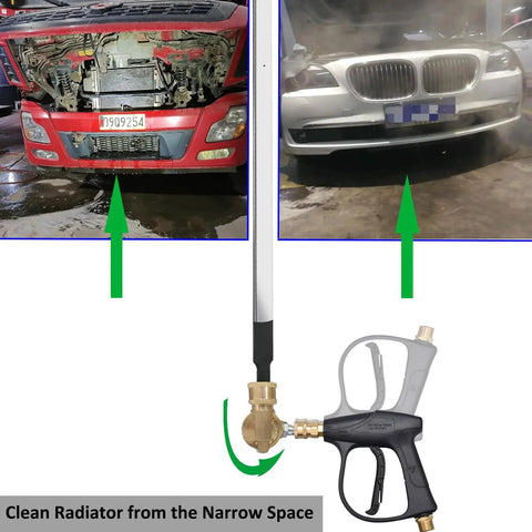 Lucstar radiator cleaning wand for pressure washer with brass quick-connect pivoting coupler and 240-degree 7-angle nozzle tips