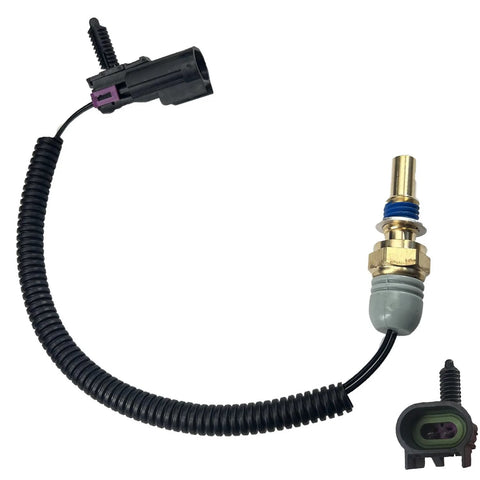FainWan radiator coolant temperature sensor pigtail with brass sensor, black corrugated harness, blue O-ring