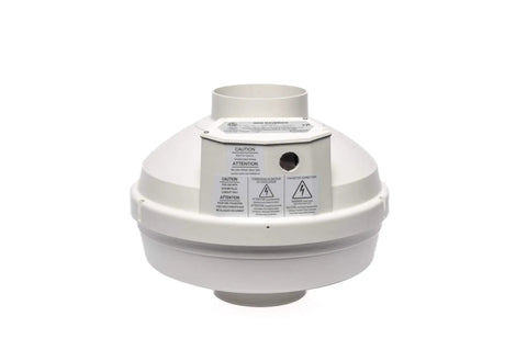 Front view of Maverick Radon Fan Kit For 3 Inch Installation, Quiet And Energy Efficient Inline Radon Mitigation Fan For 4 Inch Ducting. Product by Festa AMG.