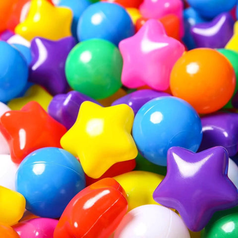 Colorful star and round ball pit balls for toddlers - 50 Count Star Balls Different Shapes for Festival Indoor Outdoor, Party Decoration for Babies Kids (Rainbow)