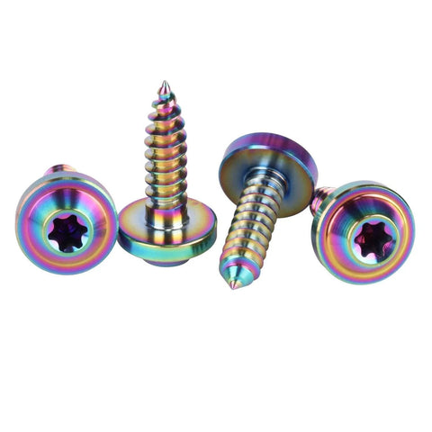 ✝️ UHDFBDHF 4Pcs Titanium M5 18mm Self Tapping Screw T25 Torx Head Motorcycle Bolt (Ranibow) in pile