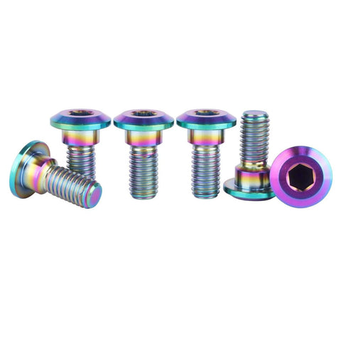 Rainbow-finished UHDFBDHF 6 PCS M8 x 20mm Titanium Bolt Motorcycle Rear Brake Rotor Bolt Screw for Yamaha displayed in a row.