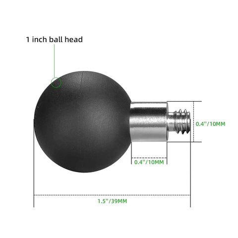 Two Pack Ball Mount Adapters With One Inch Rubber And Stainless Steel Ball And One Quarter Twenty Threaded Post For RAM Mounts B Size Compatibility Upgrade For DA Ninety And DA Sixty Expansion And Versatile Mounting, side view