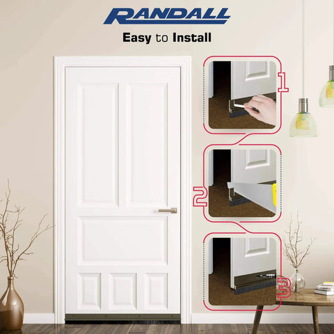 Installation of Randall Door Sweeps - Aluminum & Brush for Gaps Up to 1” with brown trim and black brush on white door
