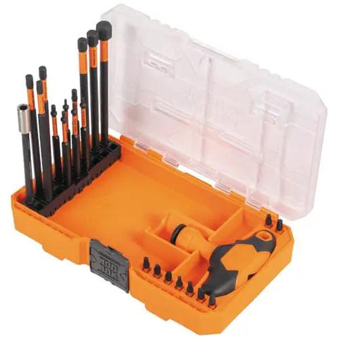 ProFlex Impact-Rated Interchangeable Ratcheting T-Handle Set With Torsion Zone Magnetic Bit Holder SAE and Metric Torx Bits case