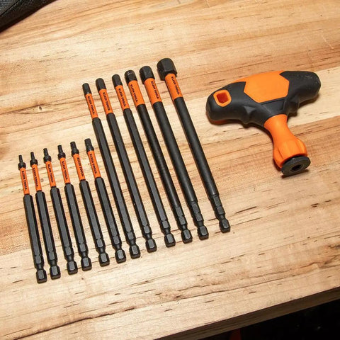 ProFlex Impact-Rated Interchangeable Ratcheting T-Handle Set With Torsion Zone Magnetic Bit Holder SAE and Metric Torx Bits, 21 Bit Sizes