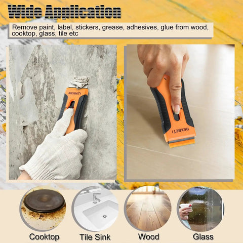 Razor Blade Scraper Tool Set 2 Pack With 80 Replacement Blades Metal And Plastic scraping paint from wall and tile