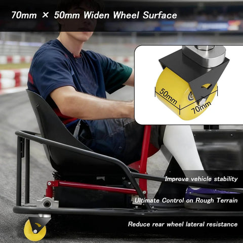 Razor Crazy Cart XL with Upgrade Complete Caster Wheels Assembly Fit, featuring 70mm x 50mm widen wheel surface.