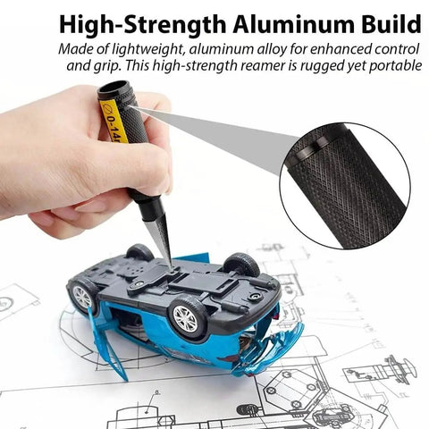 Using a 0 To 14mm RC Body Reamer Tool With Precision Scale Eyech 2 Pack Pro Grade Built Tough High Strength Aluminum Expanding Hole Puncher For RC Car Shells Plastic Sheets Aircraft Models And DIY Projects Black on RC car shell.