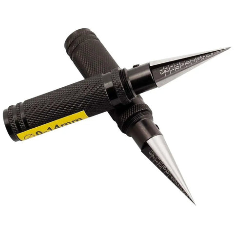 0 To 14mm RC Body Reamer Tool With Precision Scale Eyech 2 Pack Pro Grade Built Tough High Strength Aluminum Expanding Hole Puncher For RC Car Shells Plastic Sheets Aircraft Models And DIY Projects Black
