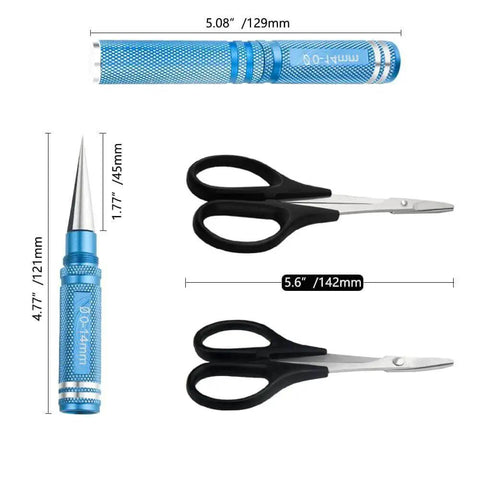 3 Pack RC Body Reamer Hole Puncher Kit with Curved and Straight Scissors for RC Car Body Mounting and Wide Body Kits 0-14mm Hole Punching and Trimming with Heavy-Duty Titanium Plated Steel Reamers and Non Slip Grip Handles Round Shell Blue XINMEIWEN.