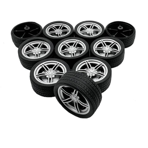 10PCS Toy Car Wheels 40mm Rubber Tire Wheels with Metal Shaft for RC Car Truck DIY Model Toy Wheel Replacement Accessories