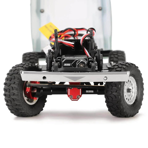 Coreless High Torque Micro Servo with Mount and Servo Horn for SCX24 C10 JLU Bronco Axial 1/24 RC Crawler Car Upgrade Parts (Black) installed on front axle