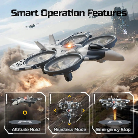 HT15 Dual-Mode RC Drone For Kids Air And Land Mini Toy Helicopter No License Needed showcasing altitude hold and headless mode