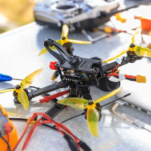 RC drone with Reduce drone vibration and improve control with M3x13mm rubber damper balls for RC quads and FPV gimbals installed.
