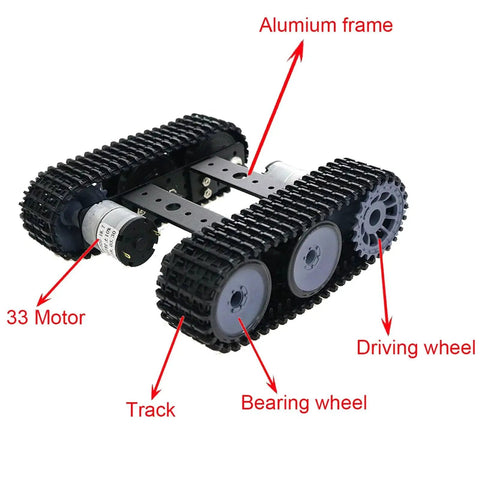 Remote Control RC Robot Tank Car Chassis With DC Motor Kit featuring aluminum frame and track for Raspberry Pi and Arduino DIY Projects