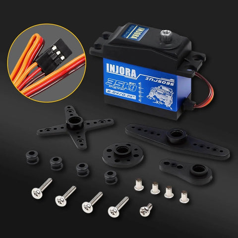 RC Servo 35KG Digital Servo High Torque RC Parts for 1/10 RC Crawler VP VS4-10 SCX10 Pro SCX10 TRX4 D90 displayed with accessories