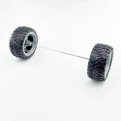 Side view of 4pcs toy car wheel 60mm model car rubber tire wheel with metal shaft axles for RC car truck DIY model toy building