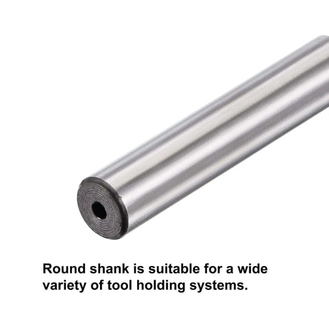 Close-up of a stainless steel shank from Chucking Reamer Set For Lathe Machines With Straight Flute Milling Reamers In High Speed Steel H7 Tolerance 3mm To 12mm 10 Pieces For Precise Drilling And Machining Pro Grade Tool Kit By uxcell