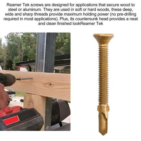 Reamer Tek Self Drilling Screws For Wood To Metal With Torx T30 Star Head Two And Three Quarter Inch Long 0.24 Inch Shank shown.
