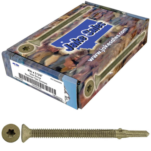 #14 x 3-1/4 Reamer Tek Torx Self Drilling Screws for Wood to Metal in 5 lb Box, Heavy Duty Star Head