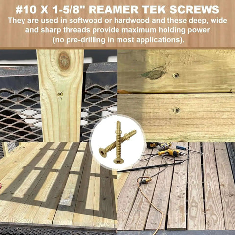 Wood To Metal Self Tapping Screws Size 10 One And Five Eighths Inch Pack Of 130 Reamer Tek Torx Star Head installed on wood