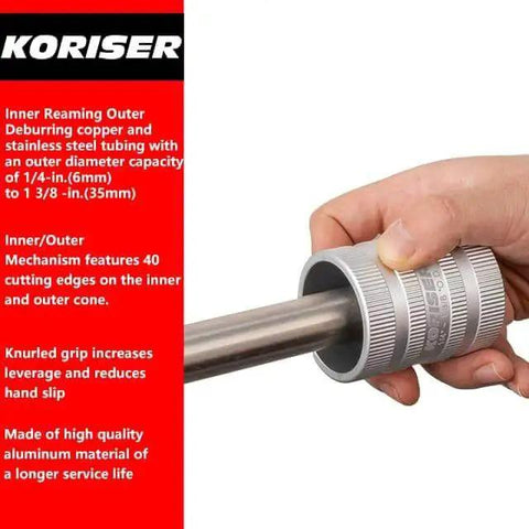 1/4 To 1-3/8 Inch Inner Outer Reaming Tool With 40 Cutting Edges For Reaming Deburring Beveling Aluminum PVC Copper Stainless Steel Tubing Pipe Model 29983 223S Demonstrated In Use