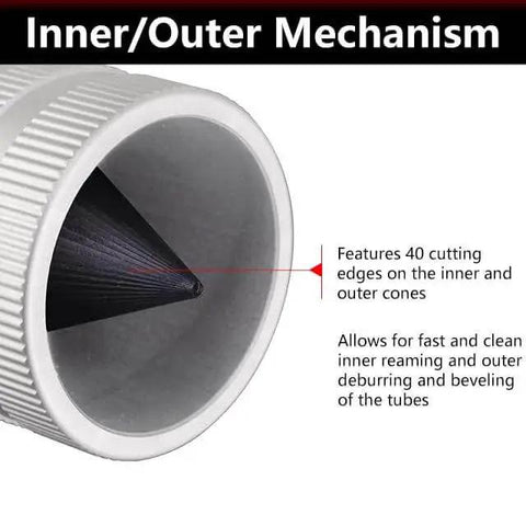 Close-up of 1/4 To 1-3/8 Inch Inner Outer Reaming Tool With 40 Cutting Edges For Reaming Deburring Beveling Aluminum PVC Copper And Stainless Steel Tubing And Pipe Replace For Model 29983 223S, showing inner mechanism.