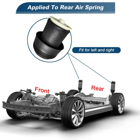 Diagram showing Rear Air Suspension Bag Kit Replacement For X5 E70 And X6 E71 E72 2007 To 2014 Pair Of Air Springs installed