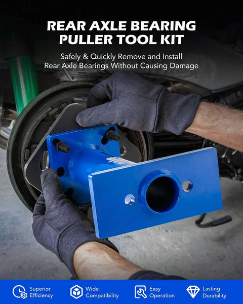 Rear Axle Bearing Puller and Installer tool being used on a vehicle wheel hub
