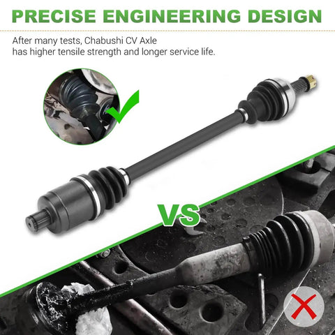 Two Pair Rear CV Axle Bearing Assembly Kit For Polaris General 1000 And RZR Series shown with close-up of strong new axle vs old