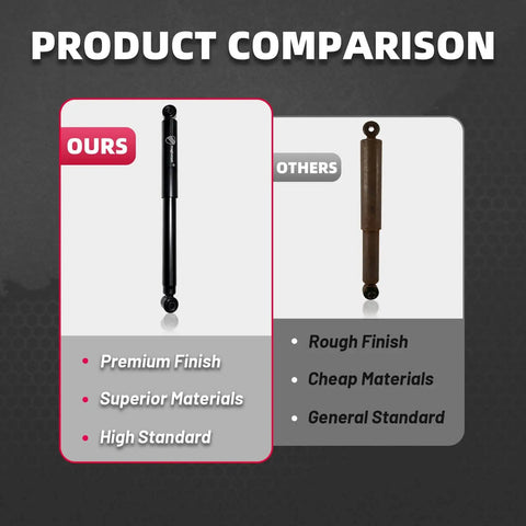Product comparison showing our premium rear shock absorber pair for Chevy Silverado 1500 GMC Sierra 1500 Classic 1999-2007 AWD 4WD excluding Z71