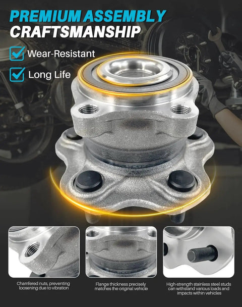 2 Pcs 512388 Rear Wheel Bearing Hub Assembly Compatible With Nissan Altima 2007-2018, robust metal design for durability.