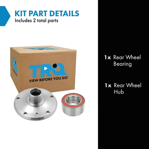 Rear Wheel Bearing And Hub Assembly Kit, 2 Piece Replacement For BMW Models Including 318i 325i 328i 323i 325Ci From 1992 To 2006 Easy Install DIY Friendly OEM Quality Upgrade shown with parts and box
