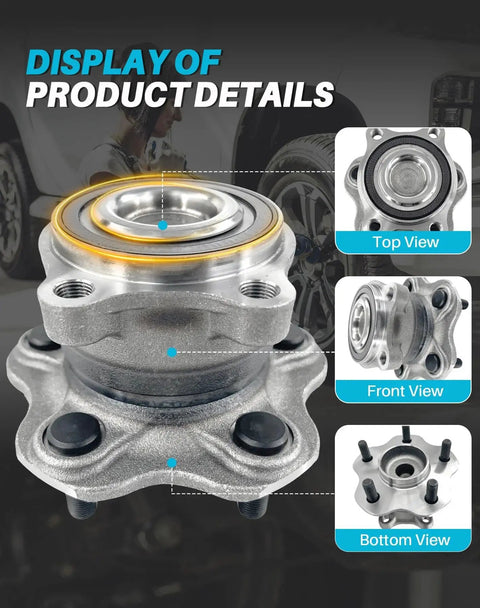 Display of 2 Pcs 512388 Rear Wheel Bearing Hub Assembly Compatible With Nissan Altima 2007-2018, various views shown.