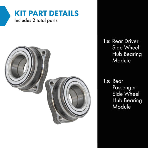 Rear Wheel Hub Bearing Assembly Pair For BMW Driver And Passenger Sides Heavy Duty OE Grade Replacement Modules Includes Two Hub Bearings