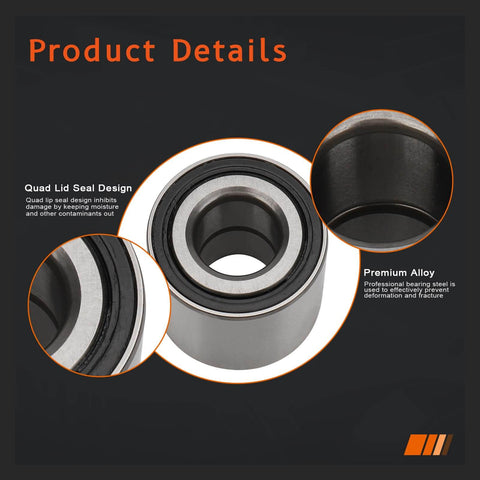 Close up of Pair Rear Wheel Hub Bearings For Nissan Versa 2012 To 2019 And Versa Note 2014 To 2019 No ABS BeefedUp HighQuality Replacement