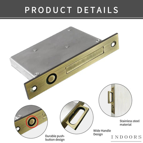 Recessed Finger Flush Pulls With Edge Pull In Antique Brass, 4.72 Inch Sliding Closet Door Handles for pocket and barn doors
