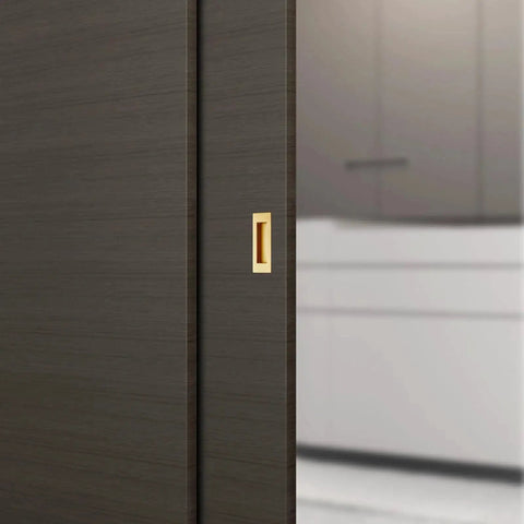 6 Inch Recessed Flush Finger Pull Handles For Pocket Doors And Sliding Doors Closet And Barn Doors Hardware In Brushed Gold Finish