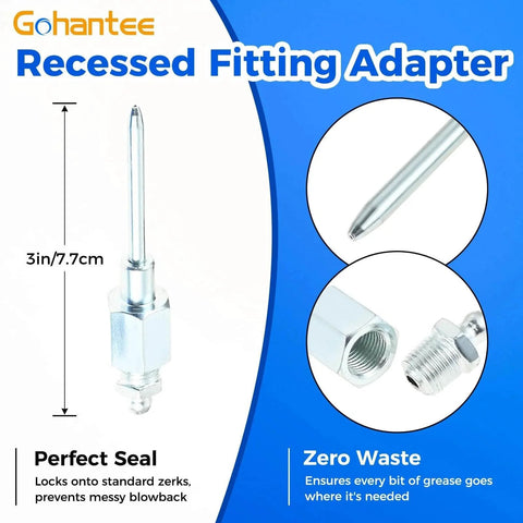 Recessed Fitting Adapter from Grease Gun Accessory Kit with Double Handles Grease Coupler Recessed Fitting Adapter 90 Degree
