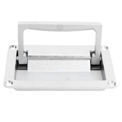 Front view of recessed hatch handle, zinc alloy, spring-loaded flush mount for 93x51 mm openings