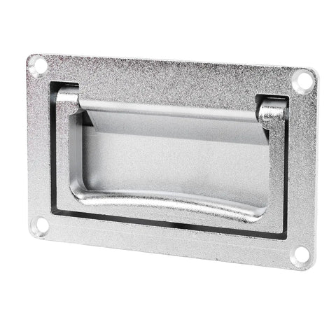 Recessed hatch handle, zinc alloy, silver finish; flush-mount spring-loaded pull for yacht/boat deck hatches.