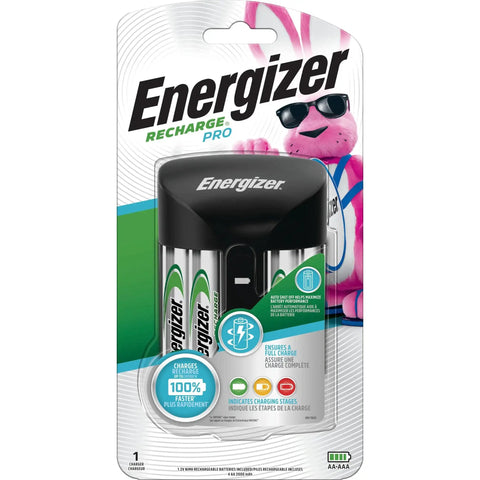 Recharge Pro NiMH AA Battery Charger With 4 Batteries 3 Hour Charge in retail packaging