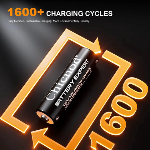 Rechargeable AA And AAA Lithium Batteries 1600+ Charging Cycles Close-up