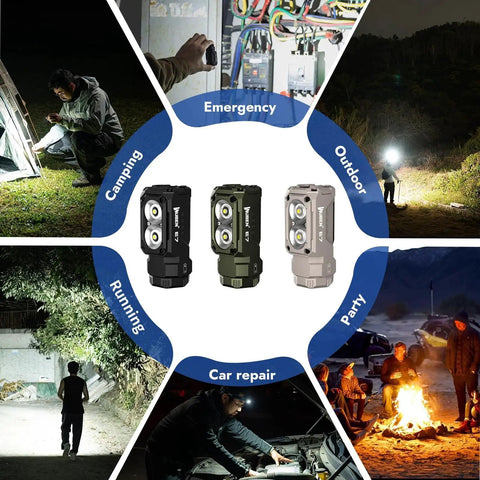 E7 1800 Lumen Rechargeable Mini Flashlight With Magnet USB C for camping, emergencies, car repair, and outdoor use