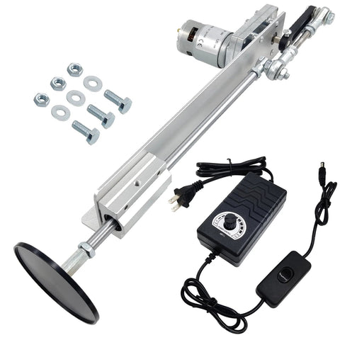 JQDML 24V reciprocating linear actuator with 150mm stroke, aluminum rail, speed controller, mounting hardware, suction cup