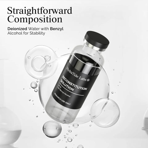 Two Pack 30 mL Glass Reconstitution Vials With Deionized Water And 0.9 Percent Benzyl Alcohol For Research Use